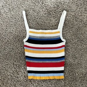 FOREVER 21 Colorful striped cropped tank top